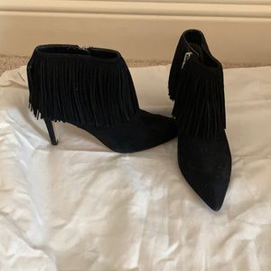 Sam Edelman black fringe suede booties